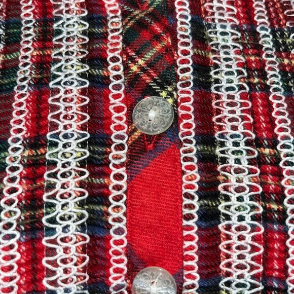 LANZ OF SALZBURG by ELLEN WEST Red Plaid Flannel Grandma Prairie Nightgown NWT L - Picture 3 of 14